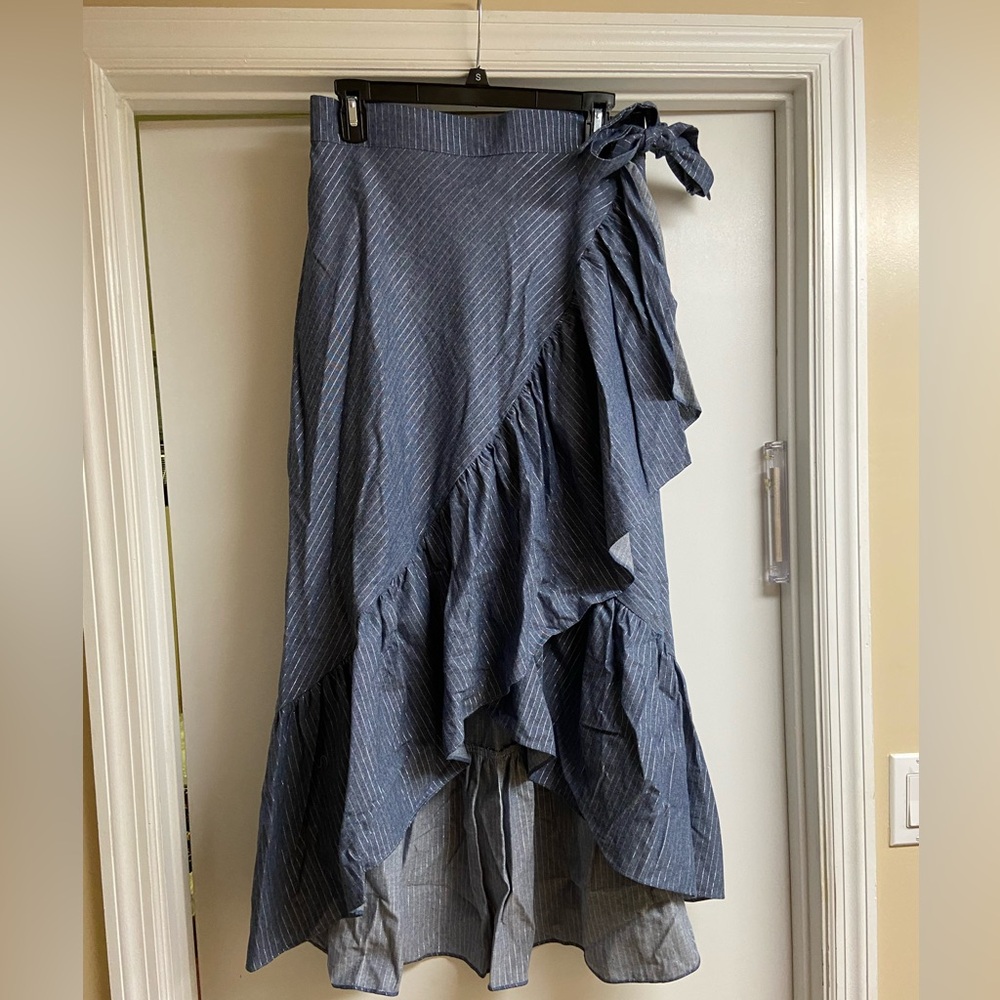House of Lancry Denim Silver Threaded Skirt